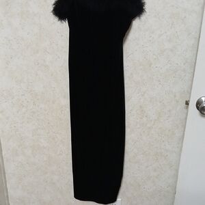 Black Skinny Strap Feather Gown for Cocktail Events